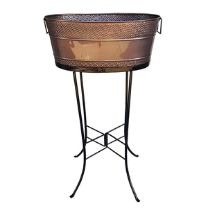 ถังเก็บความเย็นสำหรับเครื่องดื่ม,ถังแช่เย็นไวน์พร้อมขาตั้งรูปไข่ด้ามไม้สีน้ำตาลตกแต่งเสร็จแล้ว - Product Image 3