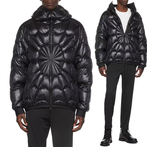 Chaqueta de Invierno para Hombre, Nueva Moda, Estilo Casual, Acolchada con Diseño de Telaraña, Chaqueta Negra Brillante - Product Image 1