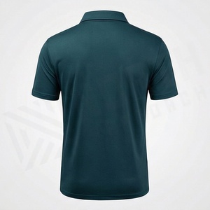 Polo pour homme à imprimé géométrique, manches courtes, tissu tricoté à séchage rapide, style décontracté, couleur vert-bleu foncé - Product Image 2
