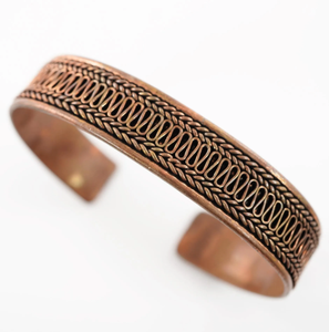 Bracelet en cuivre foncé à motif floral sculpté antique, design exquis, cadeau promotionnel original - Product Image 5