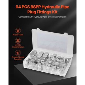Kit di 64 Pezzi di Raccordi Idraulici in Acciaio Zincato BSPP, Tappi di Precisione per Filettatura, Accessori per Utensili Idraulici - Product Image 2