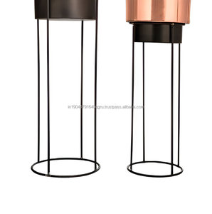 La mejor venta de maceta de cobre y negro de doble tono de metal con soporte - Product Image 5