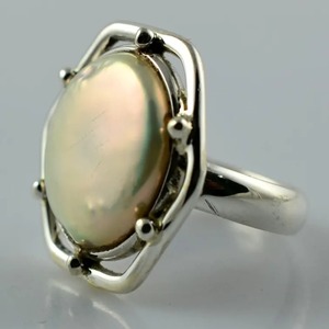 <b>Coin</b> Pearl <b>Ring</b> Handmade Sterling Silver Bezel Setting Natural Round Shape Gemstone Boho Jewelry June Birthstone Gift - Product Image 6