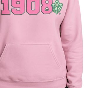 Sudadera con Capucha AKA Light Pink 1908 Ivy, Sudadera de Forro Polar con Gráficos en Verde y Rosa, Unisex, Ropa de Hermandad Griega, OEM ODM - Product Image 2