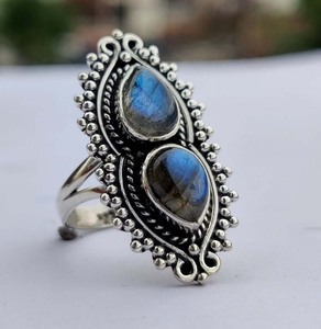 Bague en argent avec pierre de labradorite, argent sterling 925, bijoux faits à la main - Product Image 1