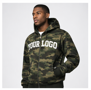 Custom Men’s Camo Zip Up Hoodie Heavyweight Camo Hoodies Streetwear OEM Manufacturer Camouflage Hooded <b>Jacket</b> 2026 - Product Image 2