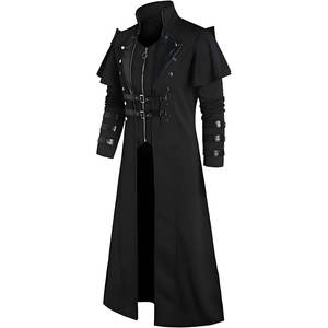 Men's Steampunk Trench Coat Victorian Slim Suit Collar Solid Double Breasted Zipper Coat - Product Image 3