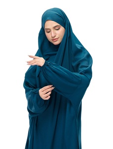 Vestido largo de poliéster ligero de color liso con cuello alto y manga larga para mujer Royal Nida, estilo modesto, holgado, para uso diario, talla mediana. - Product Image 1