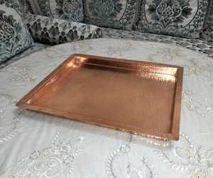 Bandeja Decorativa Rectangular de Cobre, Bandeja de Comida de Cobre Hecha a Mano con Diseño Rústico para Barra o Frutas - Product Image 4