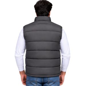 Charcoal Grey <b>Mens</b> Puffer Vest Sleeveless Quilted <b>Winter</b> Gilet Full Zip Stand Collar Warm Padded Casual Outdoor Waistcoat <b>Wear</b> - Product Image 6