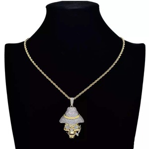 Colgantes de Esqueleto de Personajes de Dibujos Animados Hip Hop, Bañados en Oro con Diamantes, Ideales para Regalos de Boda, con Cadena de Cuerda - ¡Venta Caliente! - Product Image 3