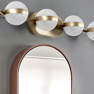 Lampada da Bagno a LED Minimalista Dorata da 43 Pollici, 6 Luci, Montaggio a Parete, Decorativa con Paralumi in Acrilico Effetto Sabbia Cristallina - Product Image 4