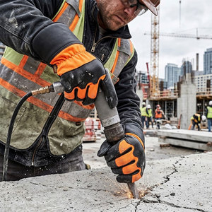 Gants de travail de sécurité robustes en cuir de vachette pour la construction et l'industrie, avec doublure en tissu polaire de coton perforé au dos, confortables - Product Image 4