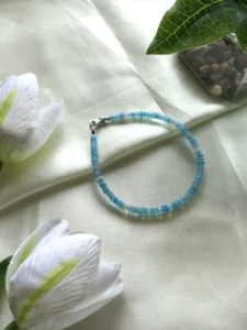 Paraiba Ethopian Opal <b>Beaded</b> <b>Bracelet</b> Dainty Apatite Choker Boho Summer Jewelry Handmade Gemstone Gift Layering Beach <b>Bracelet</b> - Product Image 3