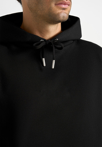 Men's <b>Black</b> Hooded <b>Fleece</b> Sweatshirt Regular Fit Casual Solid Color Pocket Design Autumn Wear - Product Image 5