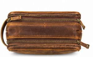 Neceser de Viaje de Cuero de Grano Completo Ecológico de Primera Calidad, Organizador de Cosméticos, Bolsa de Aseo para Hombres y Mujeres - Product Image 5