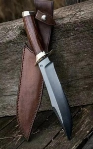 Bushcraft Knife with Wood Handle Carbon Steel Blade Drop Point Design <b>Leather</b> Sheath Outdoor Survival <b>Tool</b> OEM 35cm - Product Image 3