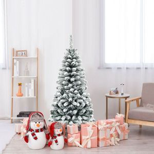 Albero di Natale a forma di matita non illuminato, 1,37 metri, con cerniere e effetto neve, 242 rami - Product Image 6