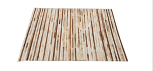 Modern Striped Rectangle Cow Hide Area Rug Handcrafted Flat Pile Rubber Backing Living Room Decor - Product Image 2