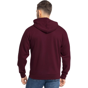 <b>Men's</b> <b>Burgundy</b> Hooded Zip-Up <b>Sweatshirt</b> Regular Fit Casual Autumn Wear 100% Cotton FRENCH TERRY Solid Color - Product Image 2
