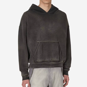 Fabricante de sudaderas con capucha de algodón en blanco, estilo boxy, 500 g/m², alta calidad, hombros caídos, felpa francesa, lisas, extragrandes, cortas. - Product Image 2