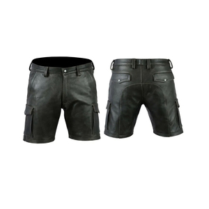 Professional Quality Custom Made Men Custom Leather Fashion Shorts / High Street Leather <b>Patches</b> Solid Pattern Cargo Short - Product Image 2