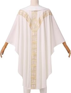 Casulla gótica blanca para sacerdote, vestimenta litúrgica católica, túnica vintage, casullas, vestimenta hecha en Pakistán - Product Image 6
