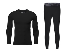 Ensemble de fitness pour homme : T-shirts et pantalons de compression moulants d'automne à taille élastique, poids moyen - Product Image 5