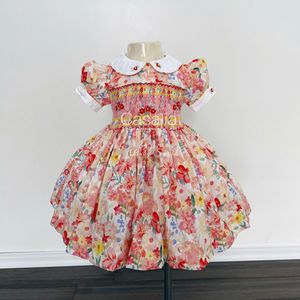 Vestido Casual de Niña con Estampado Floral, Cuello Peter Pan, Mangas Abullonadas, 100% Algodón Transpirable, Lindo Vestido Mini de Primavera - Product Image 1