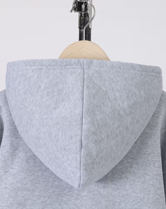 Men's Gray Hoodie Sweatpants Set Solid Color Casual Autumn Wear Polyester/Cotton French Terry Knitted Fabric Breathable 380g - Product Image 4