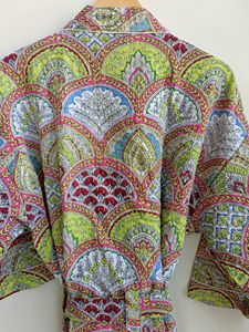 Peignoir Kimono Kantha de Luxe de Qualité Supérieure pour Femme – Respirant, Hiver/Été, Coton Écologique, Fait Main, Longueur Genou - Product Image 3