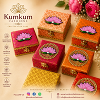 Boîte cadeau en bois artisanale indienne, Diya en laiton Lotus, pour Diwali, Noël, Aïd al-Fitr, mariage, cadeaux de remerciement, fêtes et événements festifs