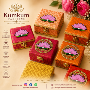 Indian Handmade Wooden <b>Gift</b> <b>Box</b> with Lotus Brass Diya Diwali & Christmas Housewarming Wedding Return <b>Gifts</b> Festive Party Favors - Product Image 1