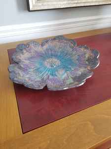 Bol en résine écologique finition nacrée, résine époxy, forme de fleur émeraude, magnifique pièce unique, décoration tournée - Product Image 4