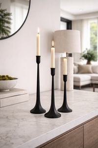 Premium casted aluminium candle stand set <b>black</b> cast Aluminium & cast Iron Candle Holders ideal for modern decor styling - Product Image 5