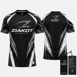 ZIAKOT industry New design Men's Custom Black Pink-Light Blue Performance <b>T</b>-<b>Shirt</b> - Product Image 3