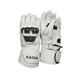 Gants de moto de course en cuir blanc de qualité supérieure, antidérapants, avec protection des jointures, équipement de course professionnel avec logo KADIA - Product Image 4