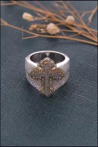 Hot Selling VVS1 Moissanite Diamond <b>Ring</b> 925 Sterling Silver White <b>Gold</b> Plated Hip-Hop Style Passes Diamond Test Excellent Gift - Product Image 2
