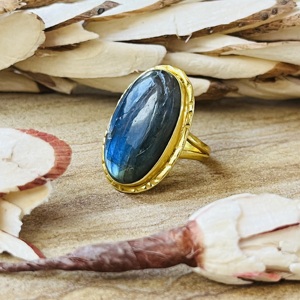 Fashionable Trendy <b>Labradorite</b> <b>Ring</b> Boho Statement <b>Ring</b> Women’s Brass Jewelry 18k Gold Plated Bohemian Classic Wholesale <b>Ring</b> - Product Image 5