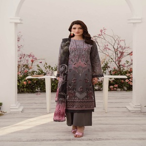 Mashaal-10 femme trois pièces Salwar Kameez costume Ramsha Vol conçu pelouse brodée pakistanaise Panjabi robe indienne pakistanaise - Product Image 5