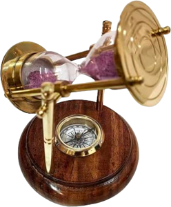 Sablier vintage en bois avec cadre métallique doré, sablier décoratif en verre rose, horloge de table pour la décoration de la maison et du bureau - Product Image 2