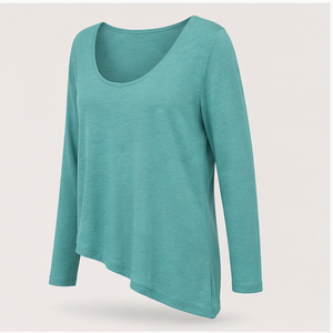 Womens Turquoise Scoop Neck <b>Long</b> Sleeve Relaxed Tunic <b>Fit</b> <b>T</b> <b>Shirt</b> WTS-0130 - Product Image 3