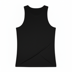 Débardeur de sport pour homme en gros – Col rond, respirant, écologique, séchage rapide, en tissu tricoté uni polyester/coton - Product Image 6