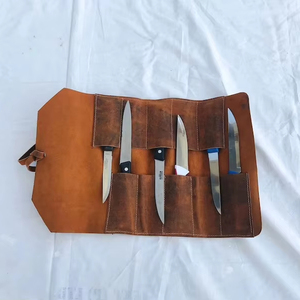 Sac de rangement pour couteaux en cuir véritable écologique, léger et portable, fait main, avec bandoulière détachable, vente en gros sur mesure - Product Image 1