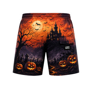 Custom <b>Men</b> Halloween Pumpkin Print Swim Shorts Quick Dry Beach Shorts Lightweight Summer Vacation Swim <b>Trunks</b> OEM ODM Service - Product Image 3