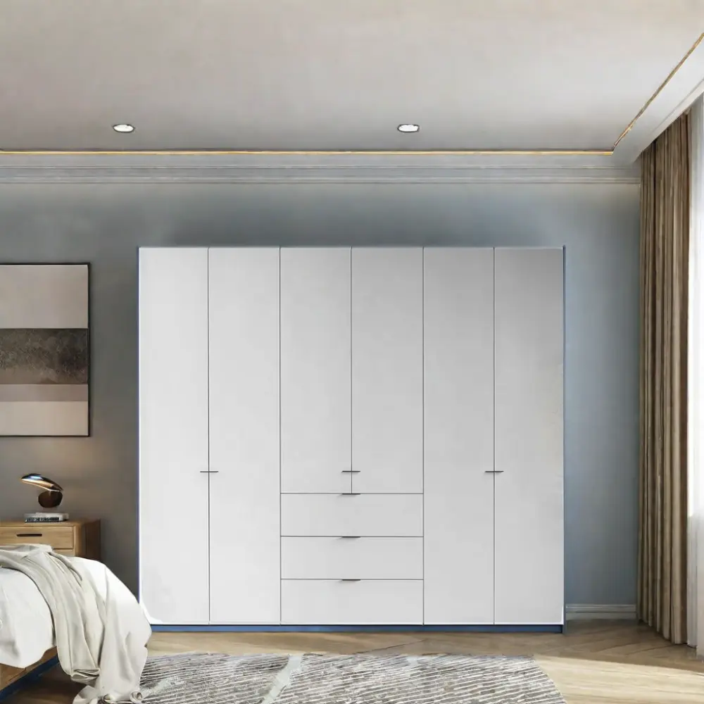 JY Vietnamese Hardwood Wardrobe Wth Shelves Modern White Color Luxury Bedroom Closet Design Plywood Wardrobe