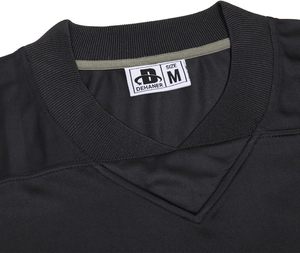 Maillot blanc à col en V et manches courtes pour hommes, avec manches rayées rouge et jaune, en polyester respirant, vêtements pour adultes - Product Image 6