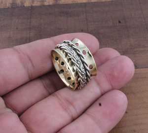 Gold Plated 925 Sterling Silver <b>Spinner</b> <b>Ring</b> Wholesale Fidget <b>Ring</b> for Anxiety Meditation <b>Spinner</b> Band Jewelry Manufacturer - Product Image 1