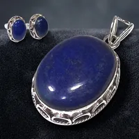 Ensemble de bijoux en argent sterling et lapis-lazuli bleu, design splendide, avec élégantes boucles d'oreilles pendantes, fabrication artisanale, style indien, pour femmes
