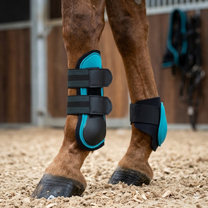 Ensemble de protections tendineuses et de protection de la cheville pour l'équitation, en néoprène rembourré de 6 mm et caoutchouc. Botte à double sangle élastique absorbant les chocs - Product Image 5
